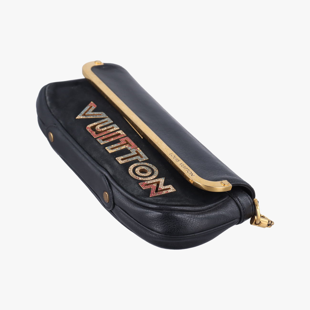 Pre-owned Louis Vuitton Avant Garde Art Deco Black Suede × leather M97093 shoulderbag | stylenewstar