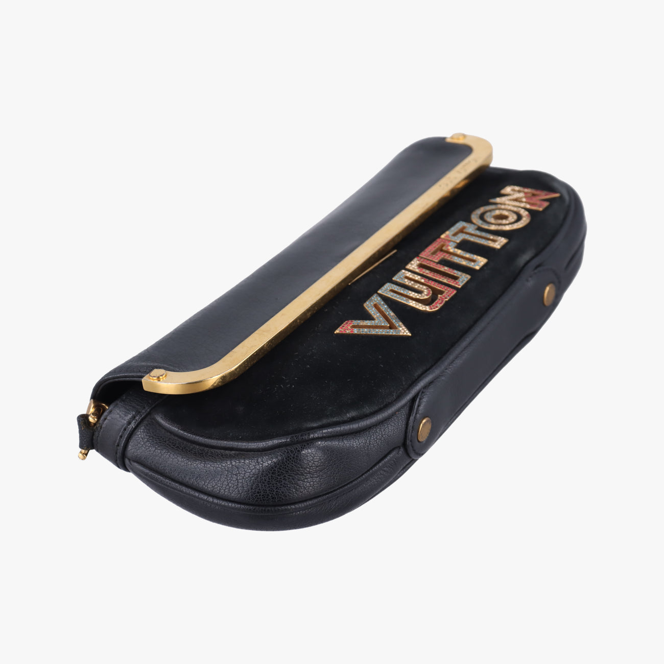 Pre-owned Louis Vuitton Avant Garde Art Deco Black Suede × leather M97093 shoulderbag | stylenewstar