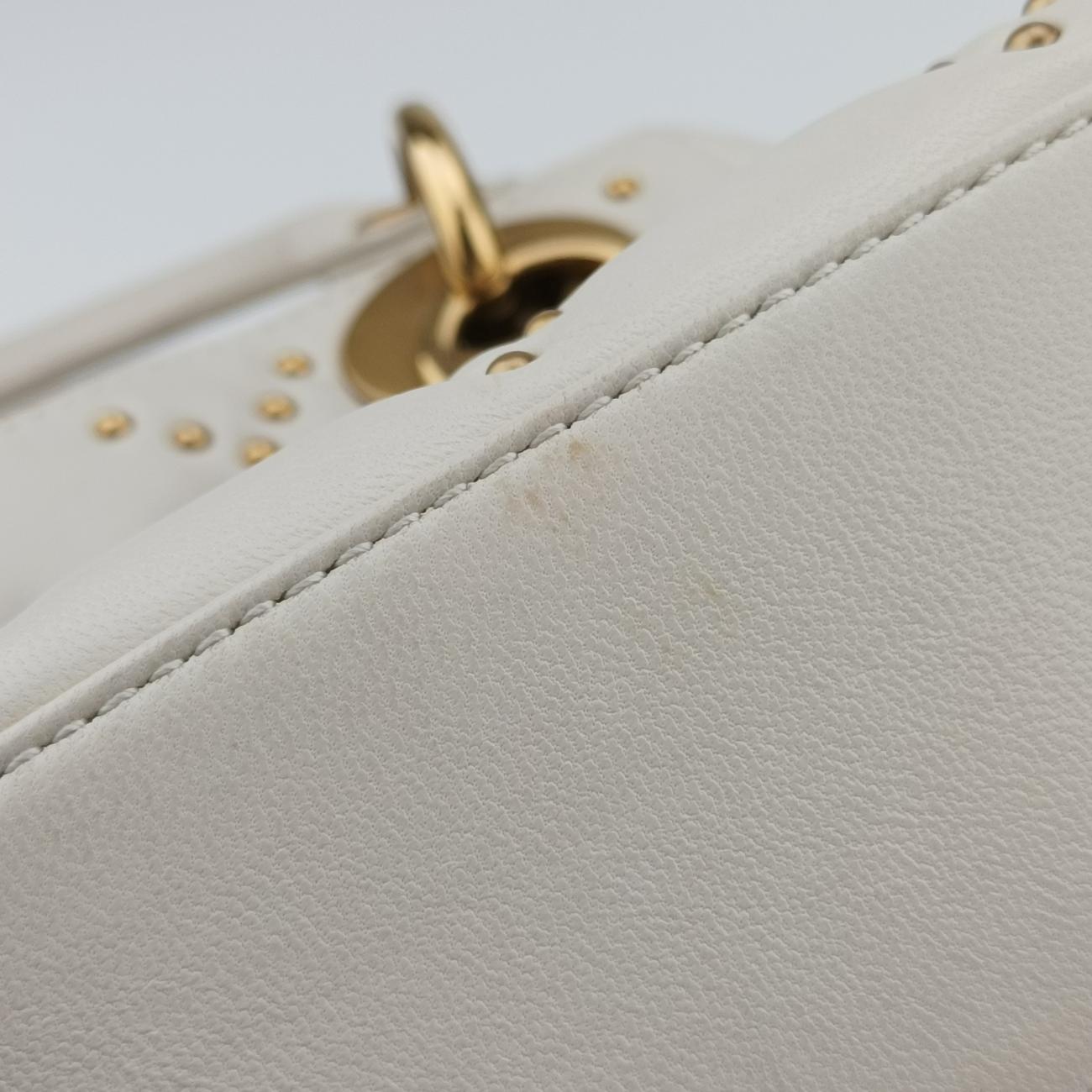 Pre-owned Christian Dior Lady Dior White Leather  shoulderbag | stylenewstar