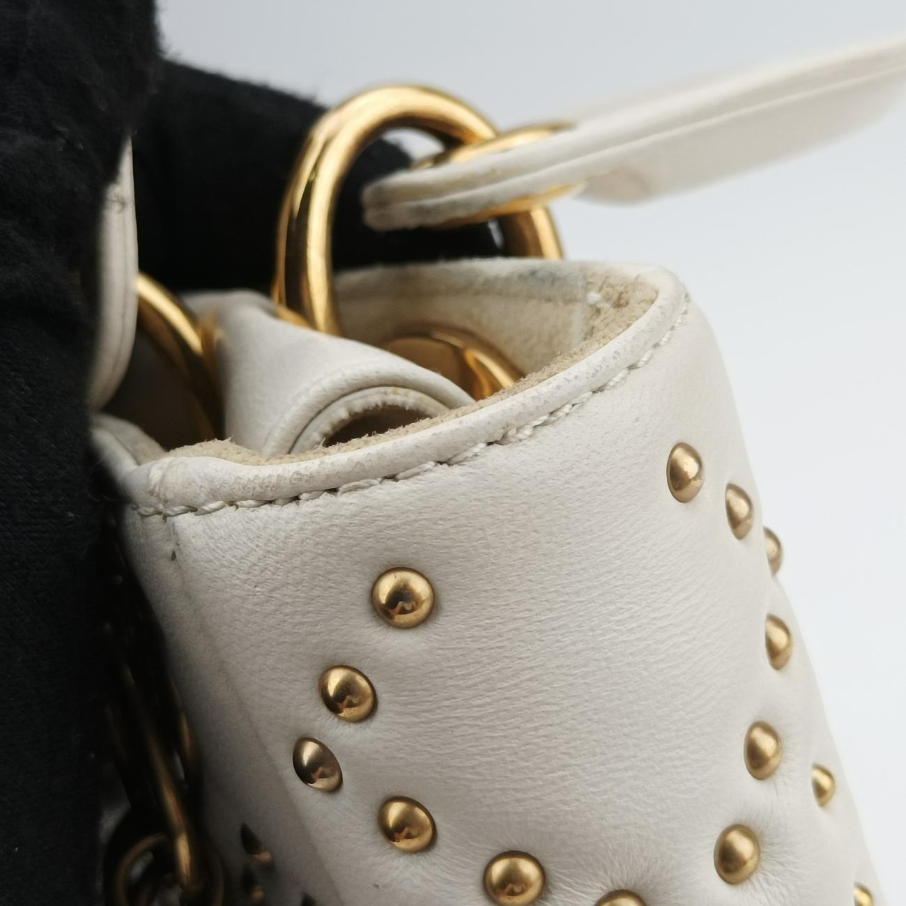 Pre-owned Christian Dior Lady Dior White Leather  shoulderbag | stylenewstar