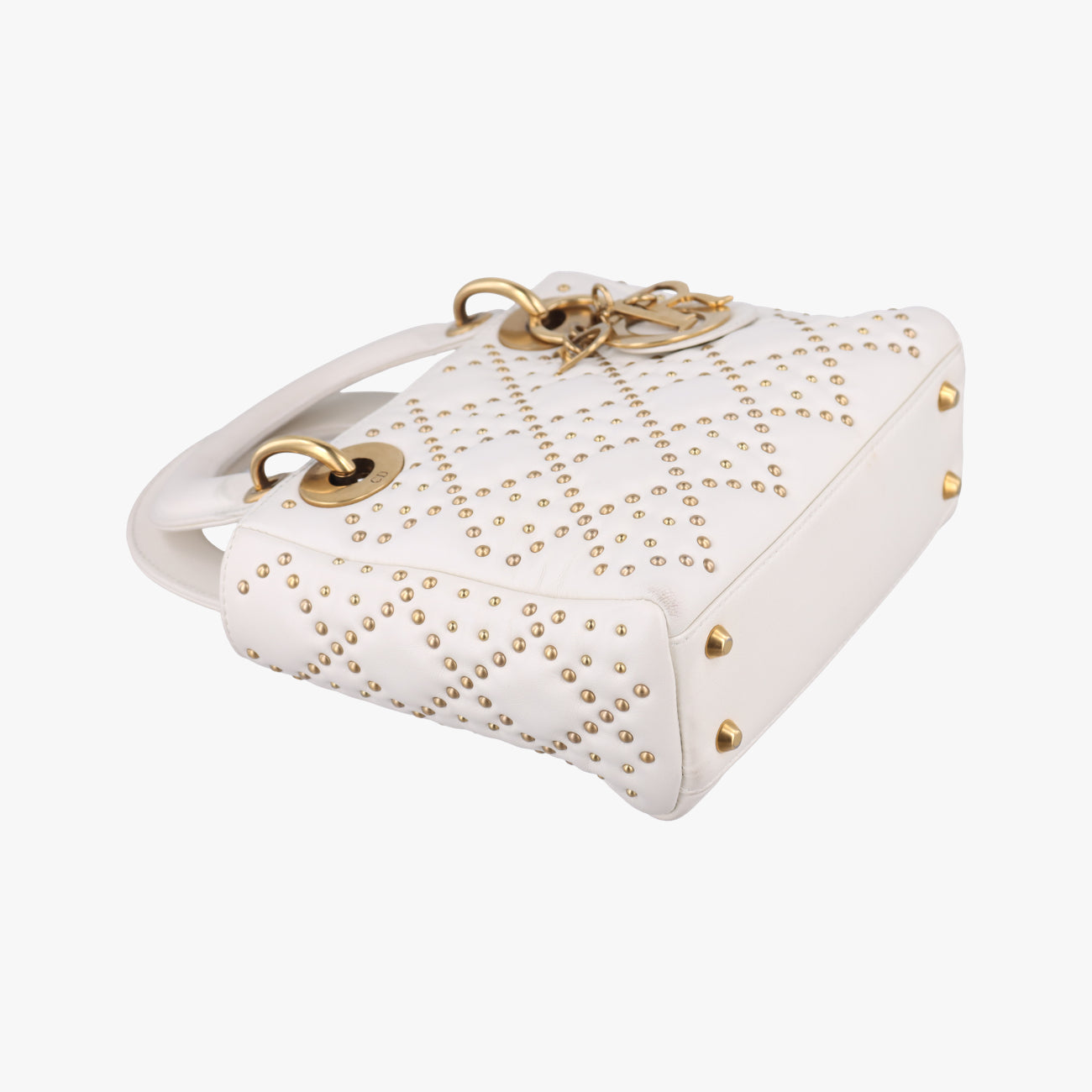 Pre-owned Christian Dior Lady Dior White Leather  shoulderbag | stylenewstar