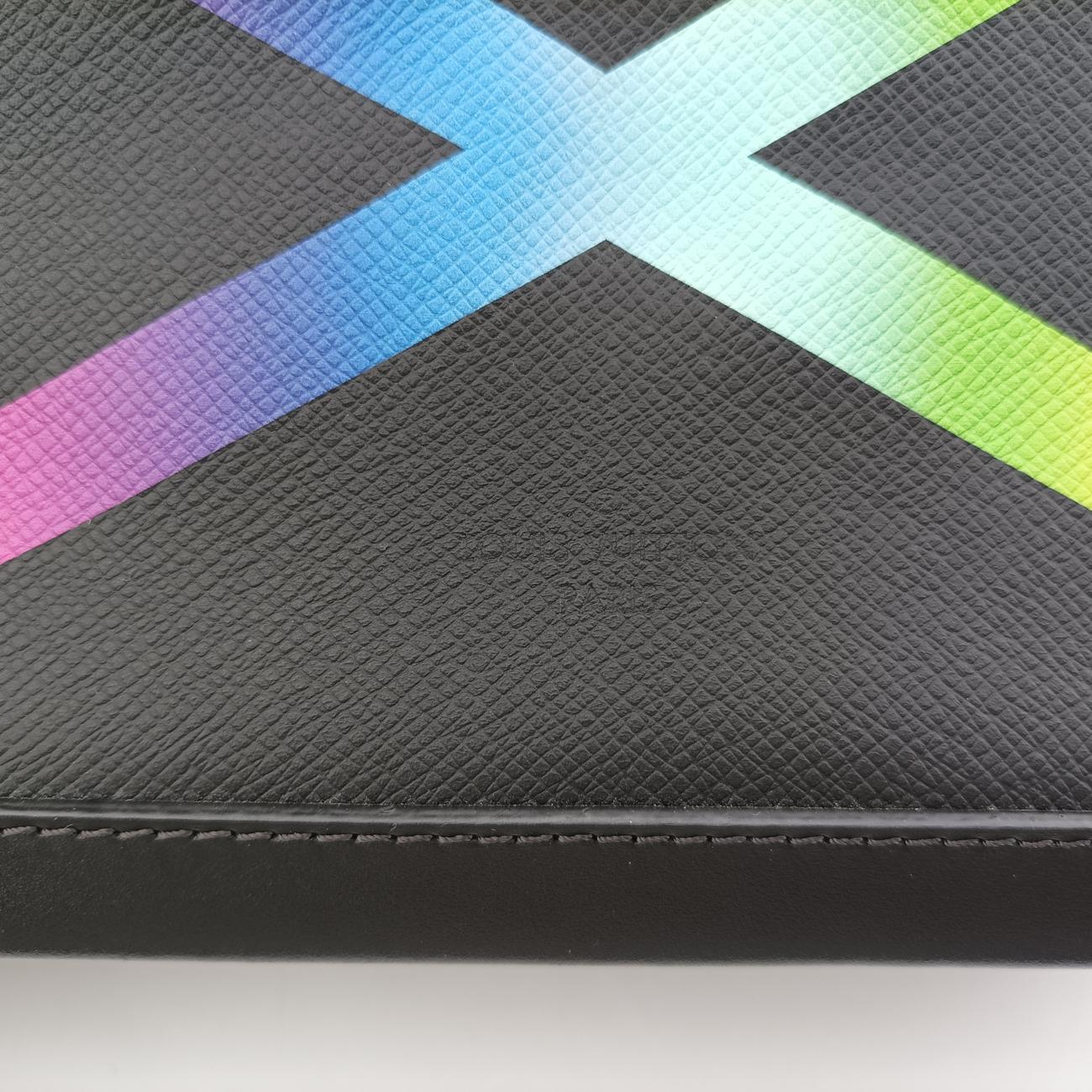 Pre-owned Louis Vuitton Soft Trunk Black x Rainbow Taiga M30341 shoulderbag | stylenewstar