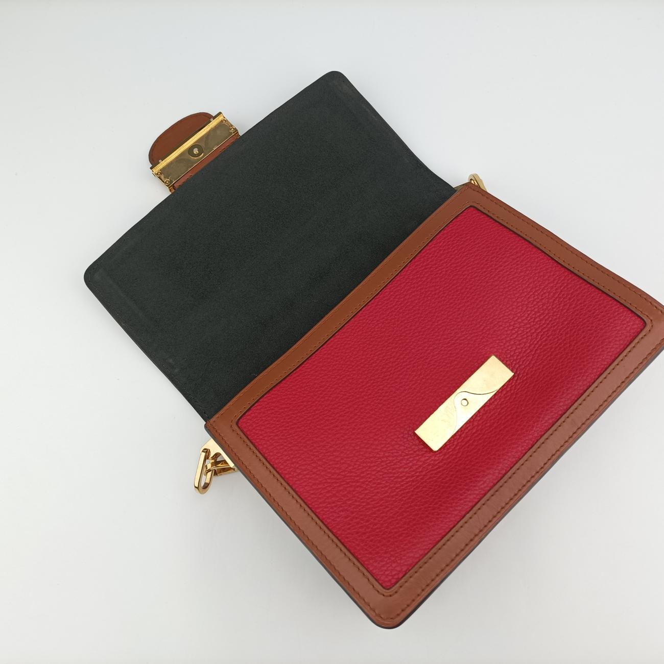 Pre-owned Louis Vuitton DAUPHINE MM Scarlet Red×Panama Beige Taurillon leather M53830 shoulderbag | stylenewstar