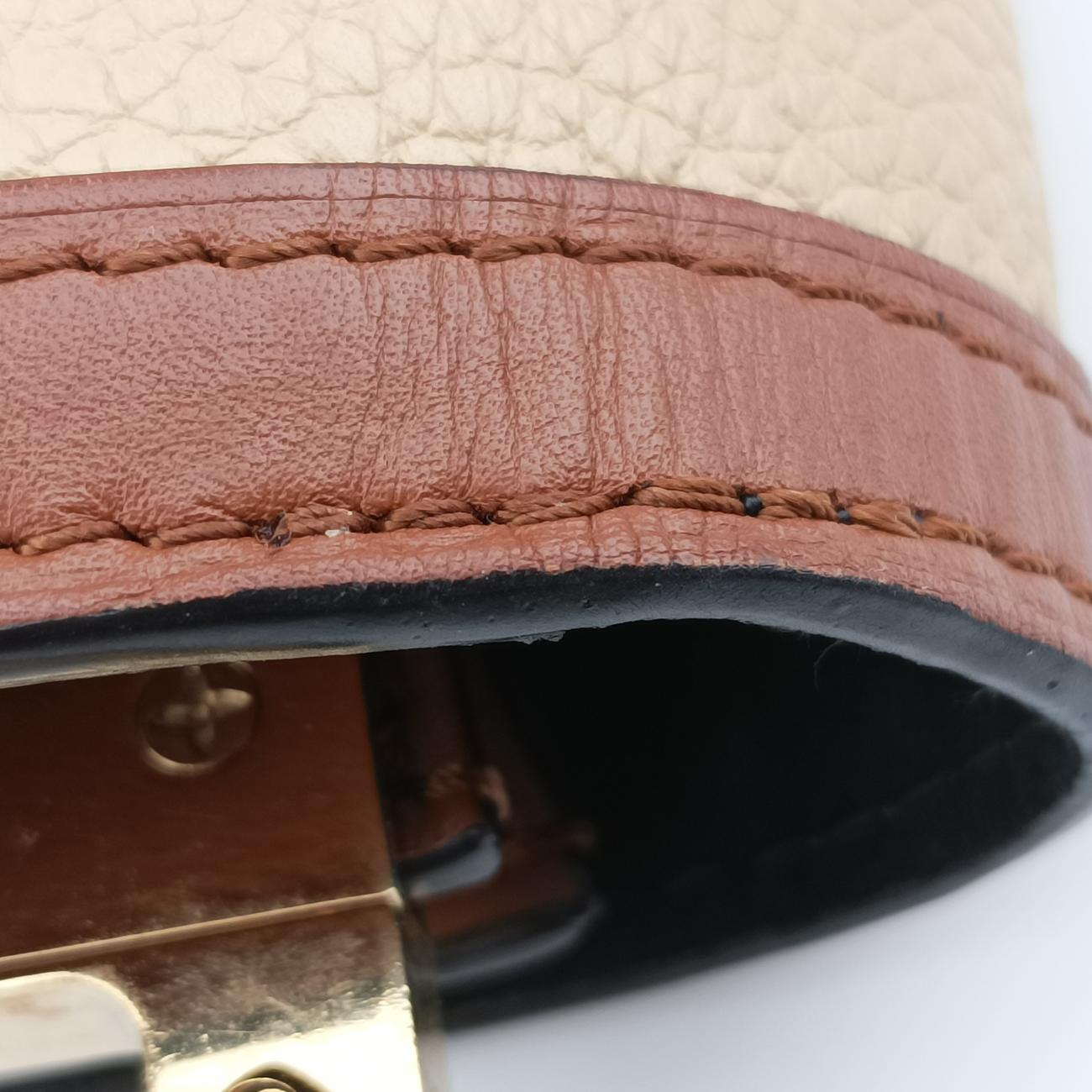 Pre-owned Louis Vuitton DAUPHINE MM Scarlet Red×Panama Beige Taurillon leather M53830 shoulderbag | stylenewstar