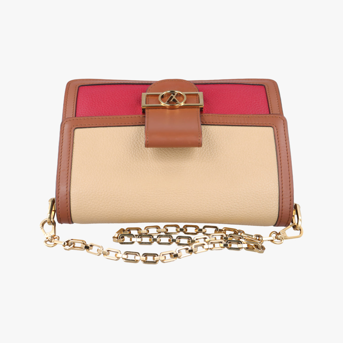 Pre-owned Louis Vuitton DAUPHINE MM Scarlet Red×Panama Beige Taurillon leather M53830 shoulderbag | stylenewstar