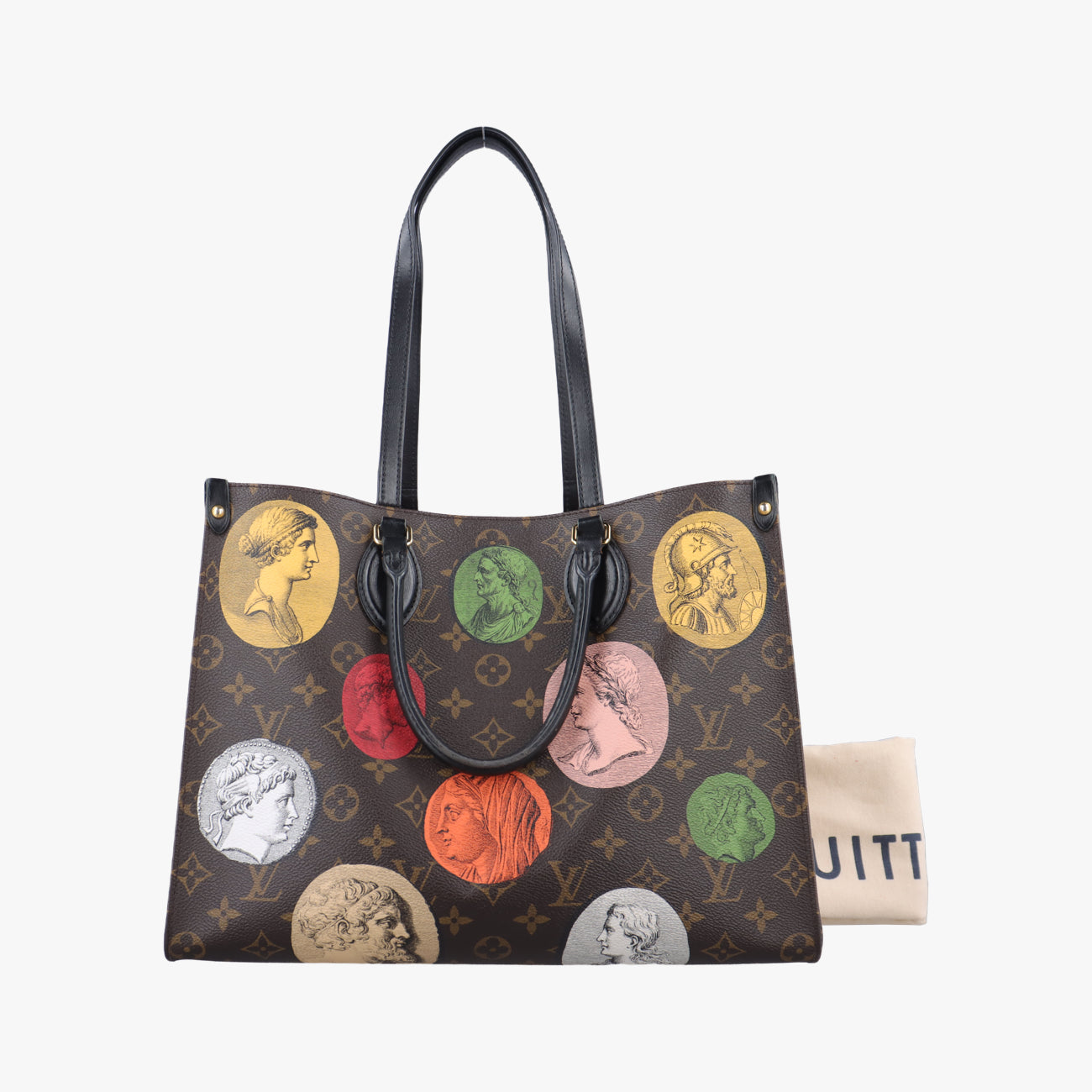 Pre-owned Louis Vuitton Fornasetti Onthego MM Brown×Multicolor Monogram Cameo M59245 shoulderbag | stylenewstar