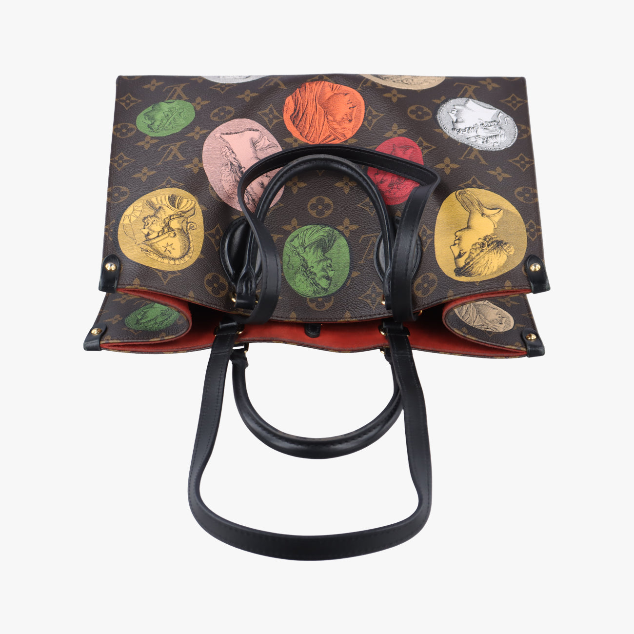 Pre-owned Louis Vuitton Fornasetti Onthego MM Brown×Multicolor Monogram Cameo M59245 shoulderbag | stylenewstar