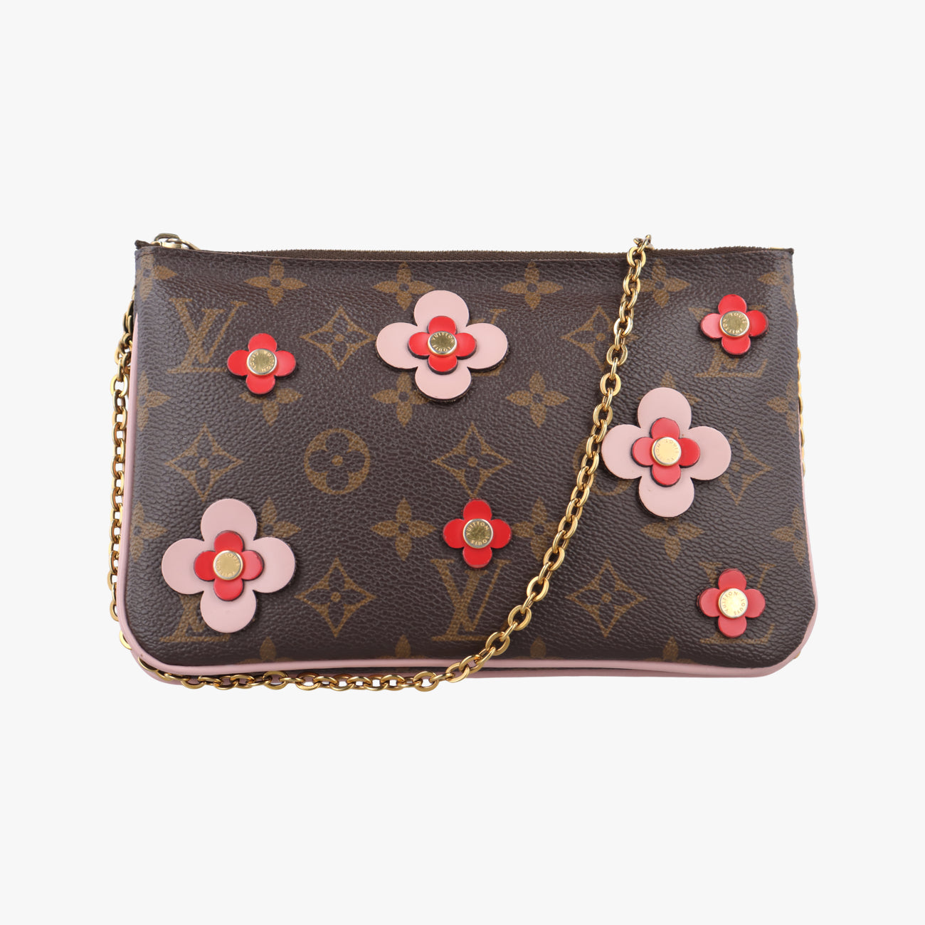 Pre-owned Louis Vuitton Pochette Double Zip Blooming Flowers brown×multi Monogram Canvas×calf leather M63905 shoulderbag | stylenewstar