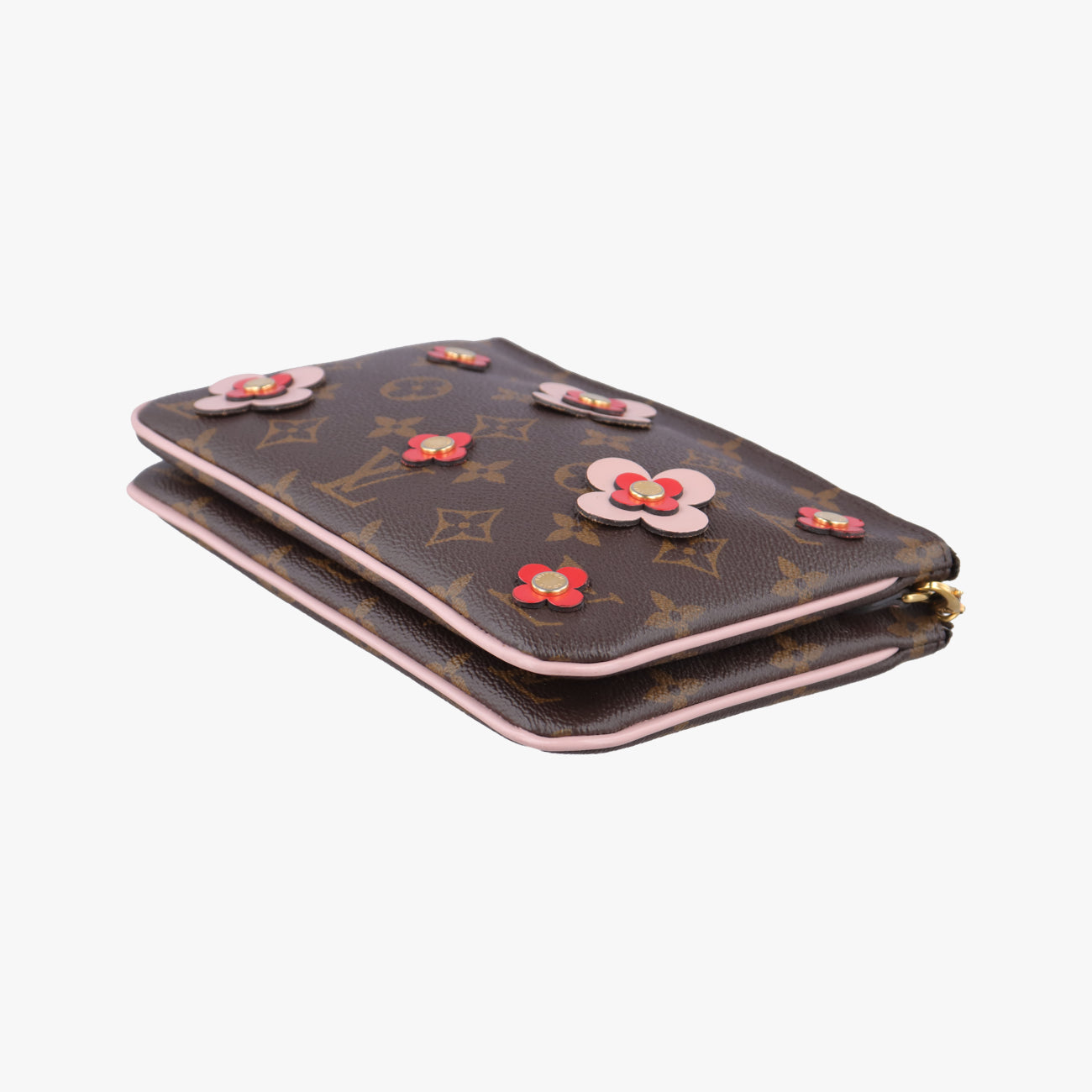 Pre-owned Louis Vuitton Pochette Double Zip Blooming Flowers brown×multi Monogram Canvas×calf leather M63905 shoulderbag | stylenewstar