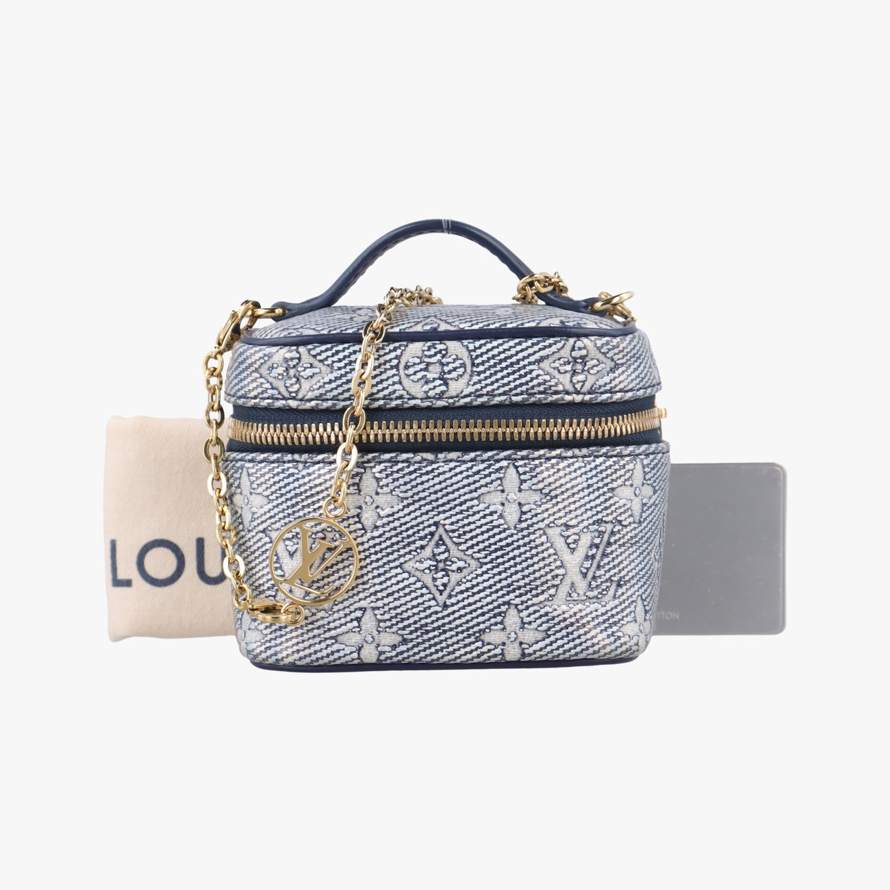 Pre-owned Louis Vuitton Micro Vanity Navy x Gray MONOGRAM JACQUARD DENIM M82467 shoulderbag | stylenewstar