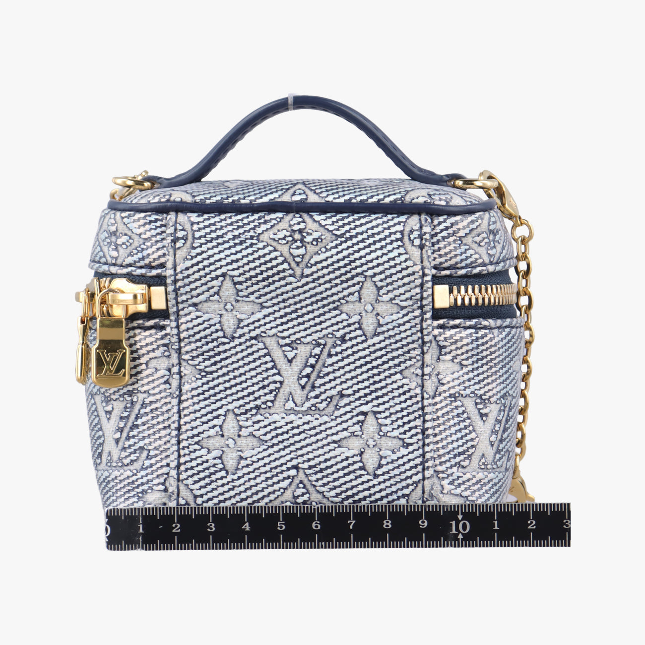 Pre-owned Louis Vuitton Micro Vanity Navy x Gray MONOGRAM JACQUARD DENIM M82467 shoulderbag | stylenewstar