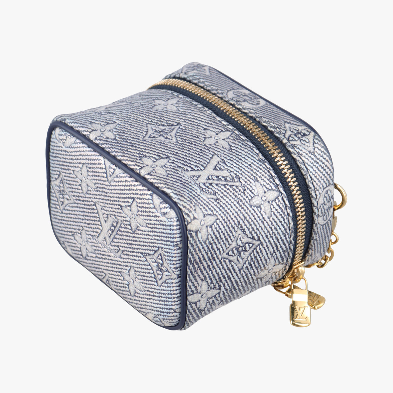Pre-owned Louis Vuitton Micro Vanity Navy x Gray MONOGRAM JACQUARD DENIM M82467 shoulderbag | stylenewstar