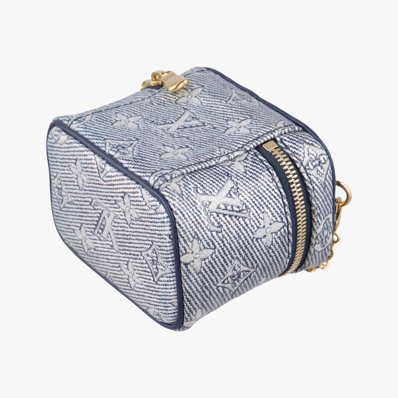 Pre-owned Louis Vuitton Micro Vanity Navy x Gray MONOGRAM JACQUARD DENIM M82467 shoulderbag | stylenewstar