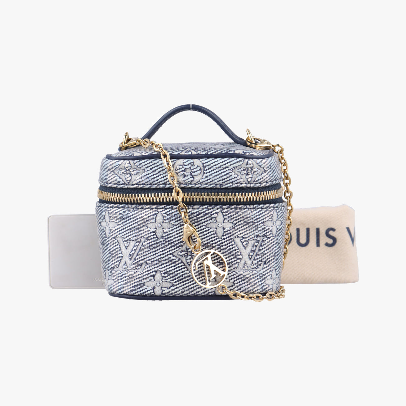 Pre-owned Louis Vuitton Micro Vanity Gray x Blue MONOGRAM JACQUARD DENIM M82467 shoulderbag | stylenewstar