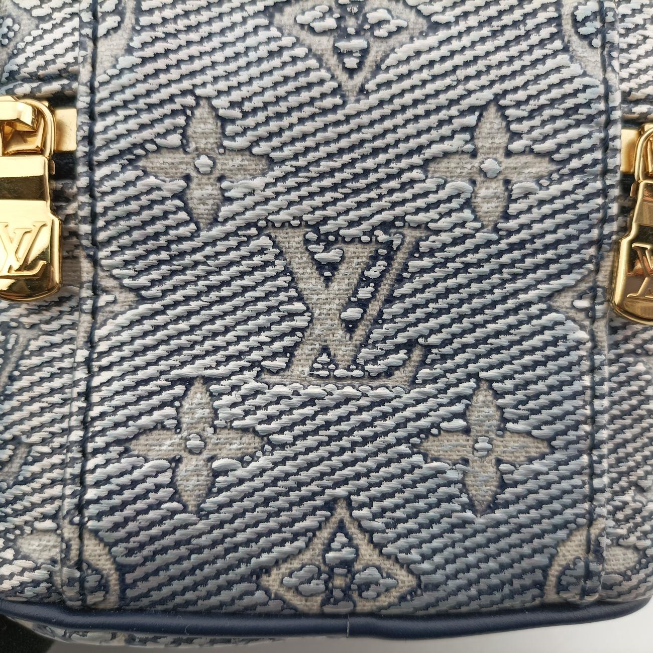 Pre-owned Louis Vuitton Micro Vanity Gray x Blue MONOGRAM JACQUARD DENIM M82467 shoulderbag | stylenewstar