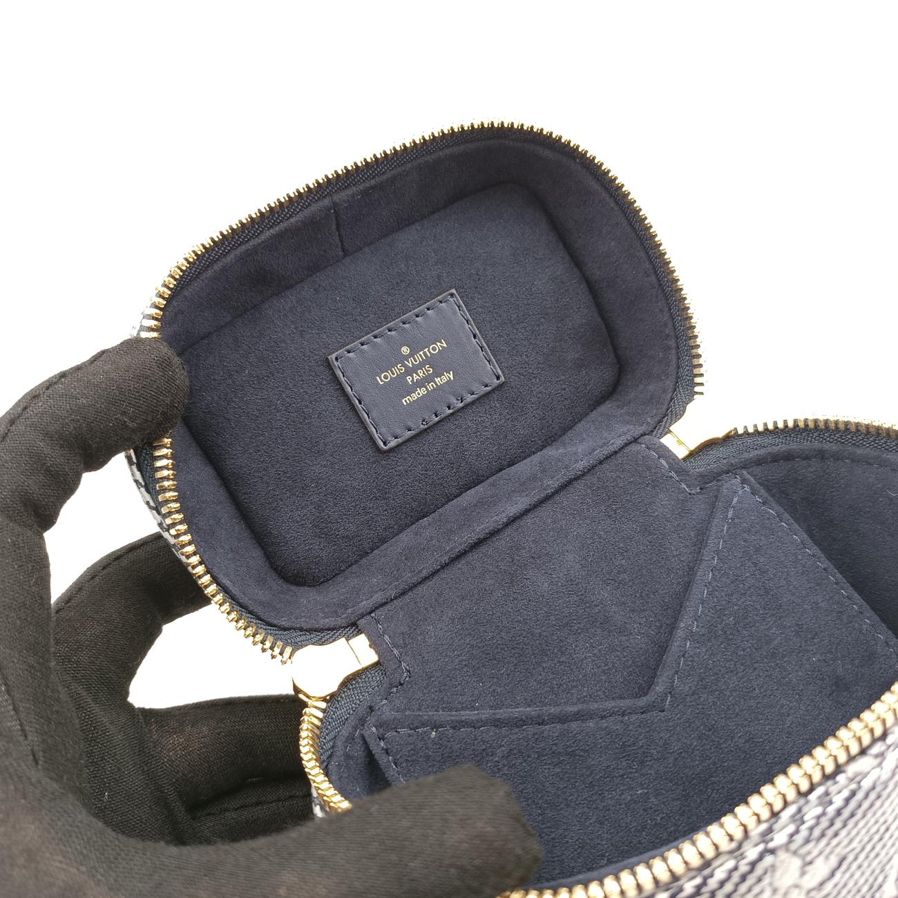 Pre-owned Louis Vuitton Micro Vanity Gray x Blue MONOGRAM JACQUARD DENIM M82467 shoulderbag | stylenewstar