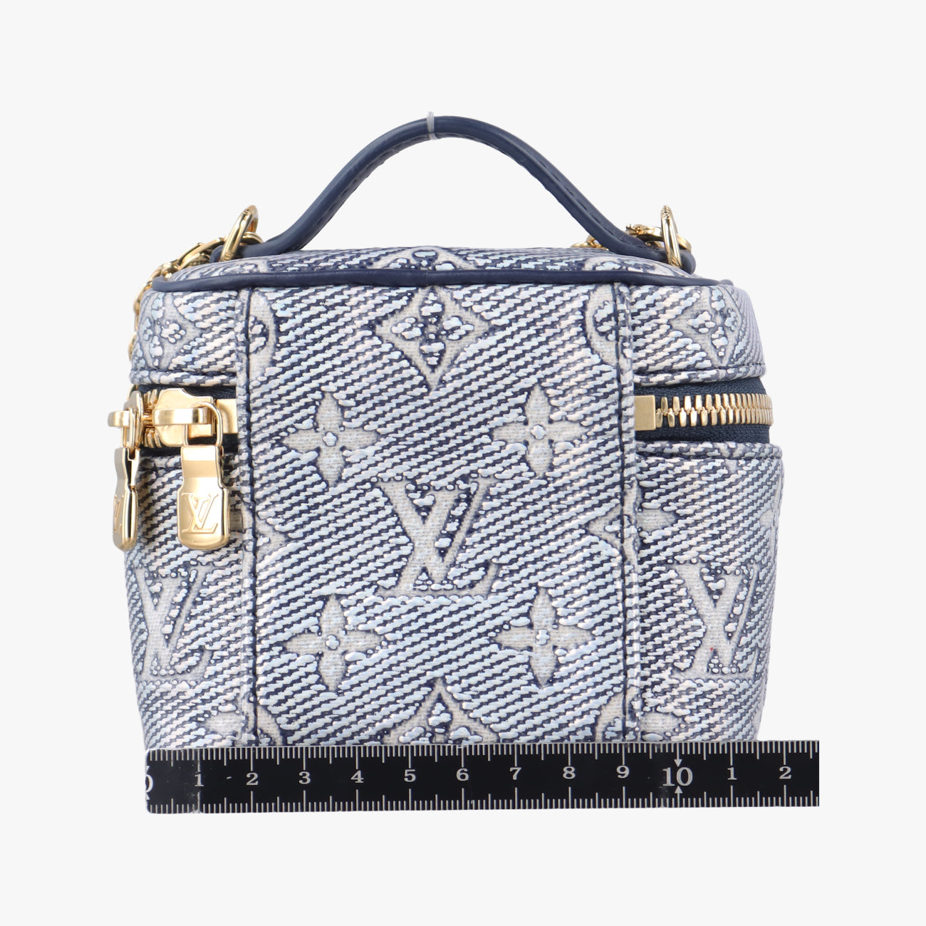 Pre-owned Louis Vuitton Micro Vanity Gray x Blue MONOGRAM JACQUARD DENIM M82467 shoulderbag | stylenewstar