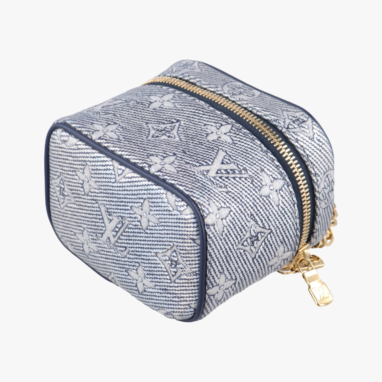 Pre-owned Louis Vuitton Micro Vanity Gray x Blue MONOGRAM JACQUARD DENIM M82467 shoulderbag | stylenewstar