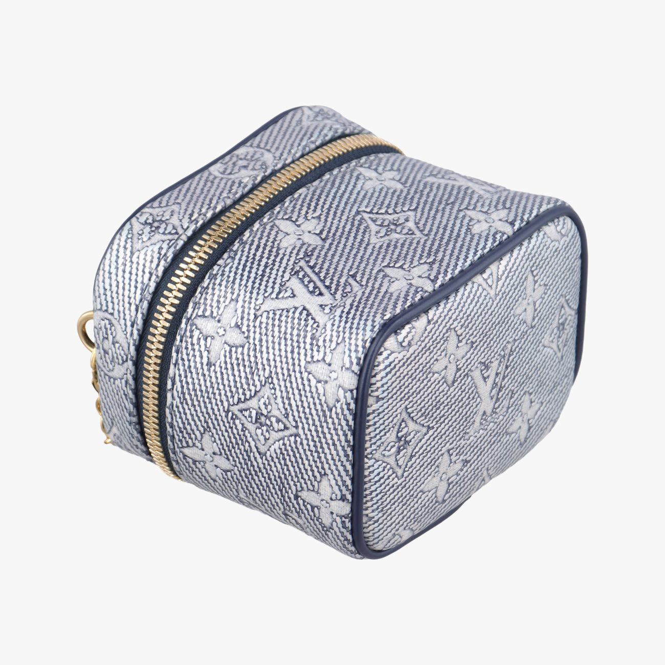 Pre-owned Louis Vuitton Micro Vanity Gray x Blue MONOGRAM JACQUARD DENIM M82467 shoulderbag | stylenewstar