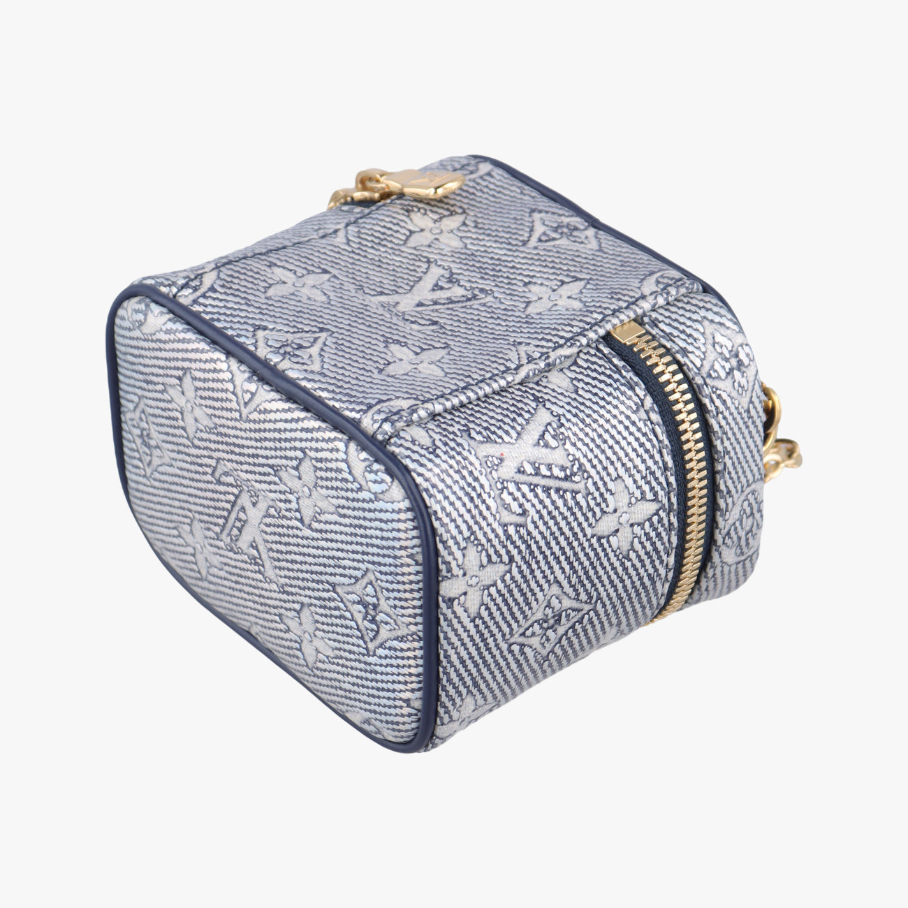 Pre-owned Louis Vuitton Micro Vanity Gray x Blue MONOGRAM JACQUARD DENIM M82467 shoulderbag | stylenewstar