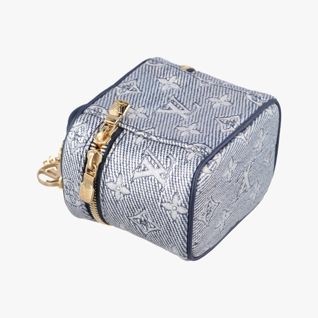 Pre-owned Louis Vuitton Micro Vanity Gray x Blue MONOGRAM JACQUARD DENIM M82467 shoulderbag | stylenewstar