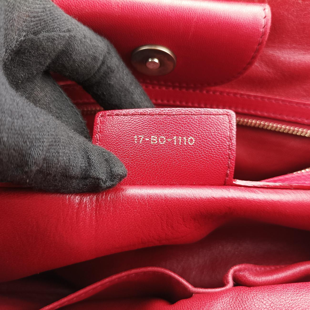 Pre-owned Christian Dior Delices Gaufre Cannage Tote Red lambskin  shoulderbag | stylenewstar