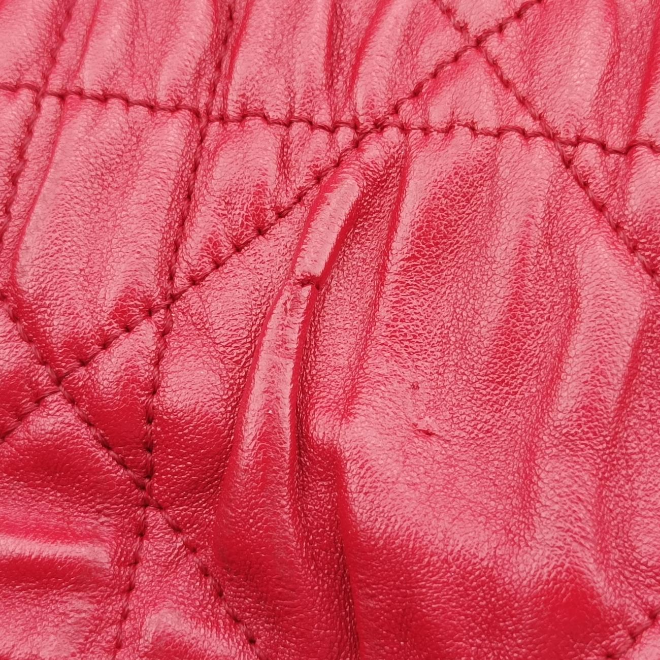 Pre-owned Christian Dior Delices Gaufre Cannage Tote Red lambskin  shoulderbag | stylenewstar