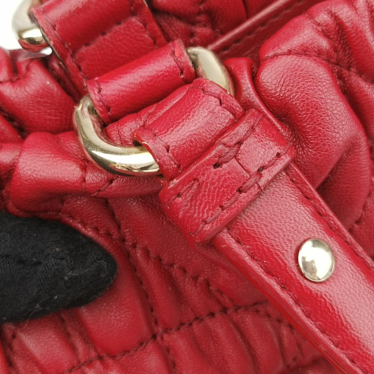 Pre-owned Christian Dior Delices Gaufre Cannage Tote Red lambskin  shoulderbag | stylenewstar