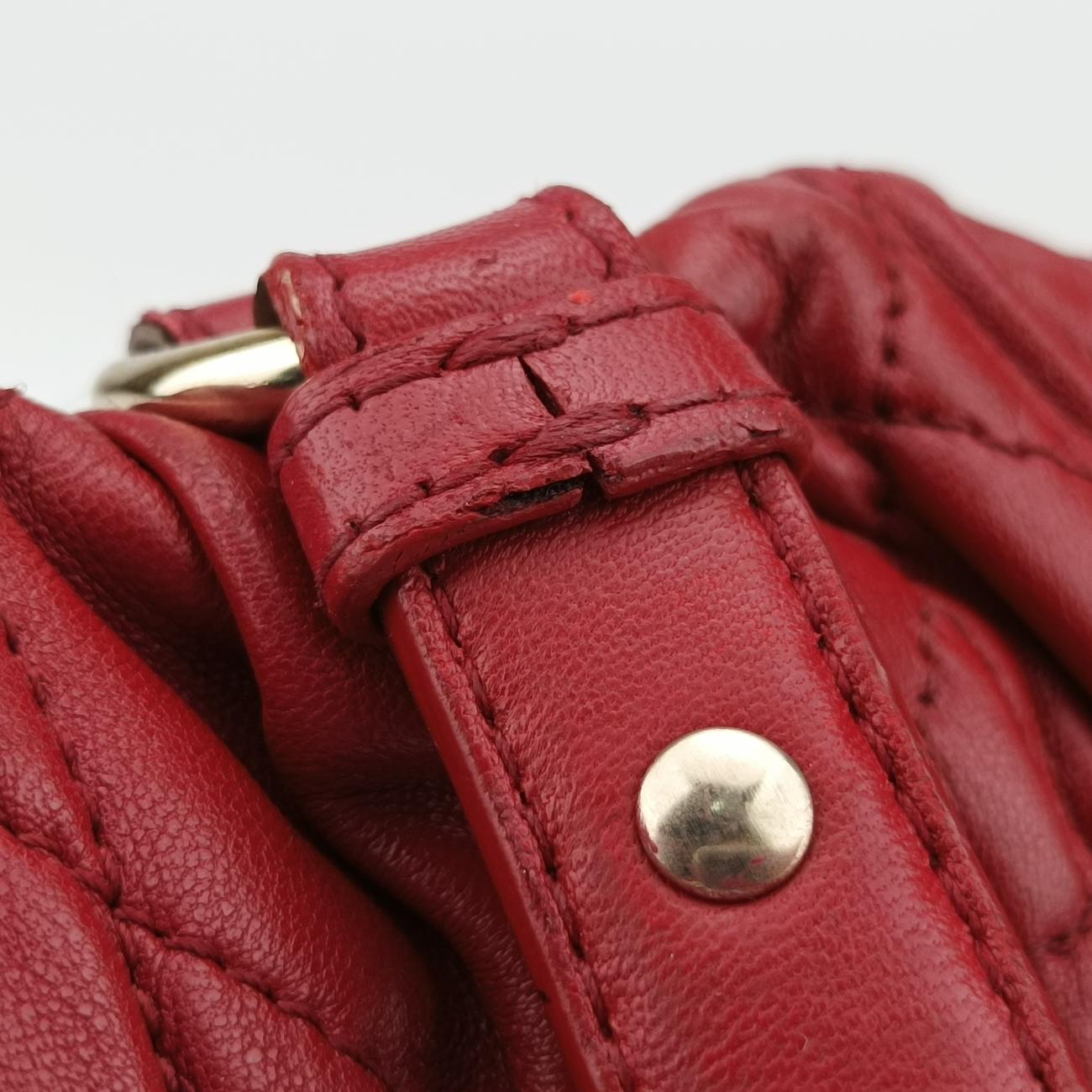 Pre-owned Christian Dior Delices Gaufre Cannage Tote Red lambskin  shoulderbag | stylenewstar