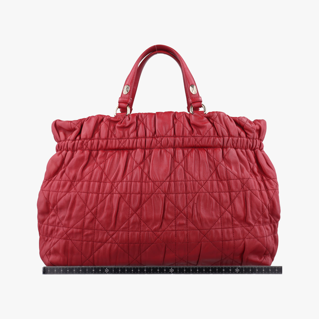 Pre-owned Christian Dior Delices Gaufre Cannage Tote Red lambskin  shoulderbag | stylenewstar