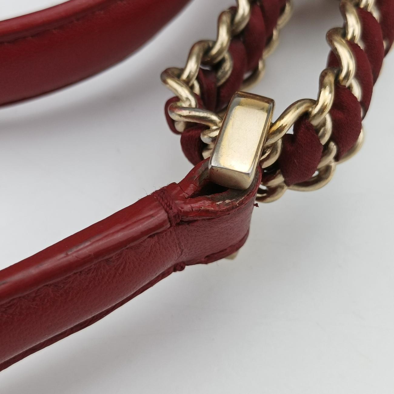 Pre-owned Christian Dior Delices Gaufre Cannage Tote Red lambskin  shoulderbag | stylenewstar