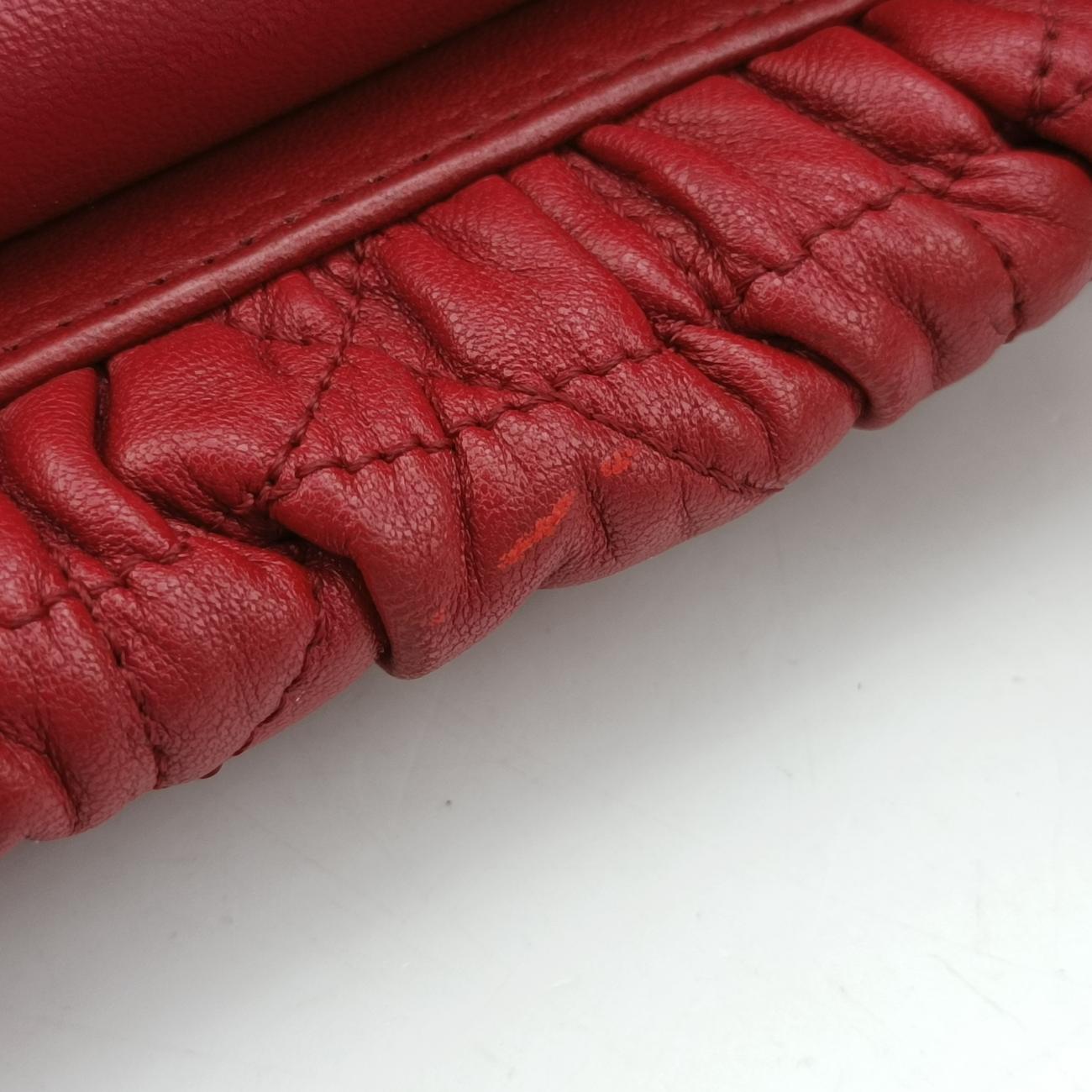 Pre-owned Christian Dior Delices Gaufre Cannage Tote Red lambskin  shoulderbag | stylenewstar