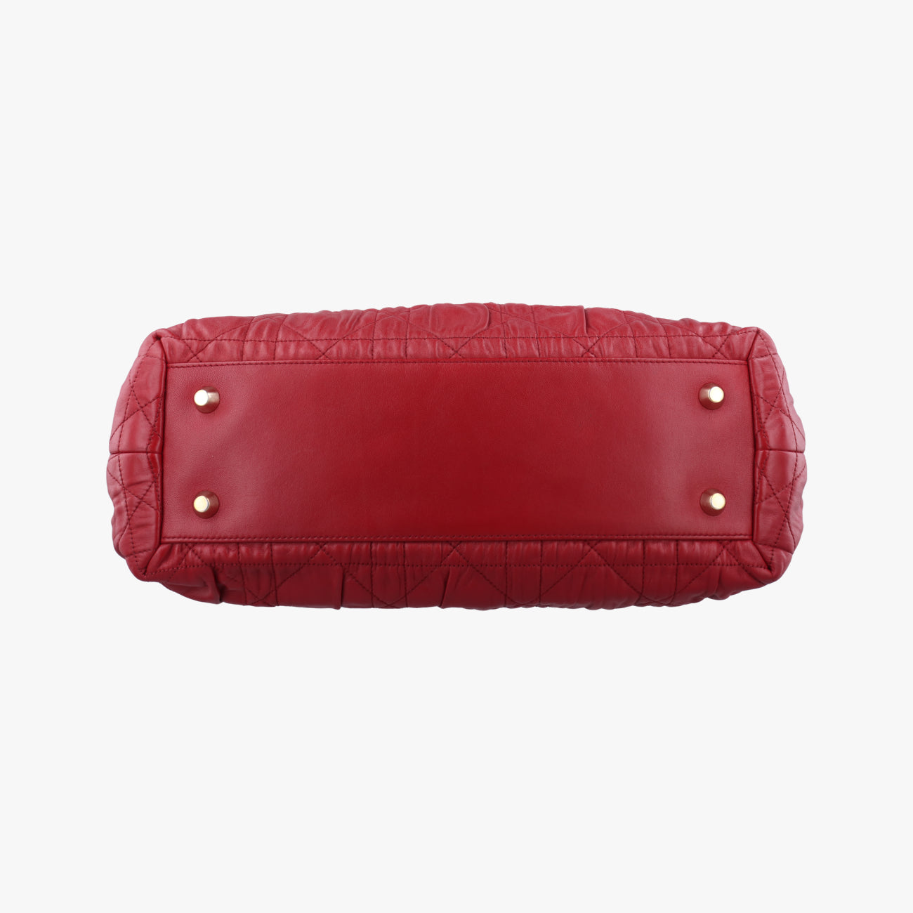 Pre-owned Christian Dior Delices Gaufre Cannage Tote Red lambskin  shoulderbag | stylenewstar