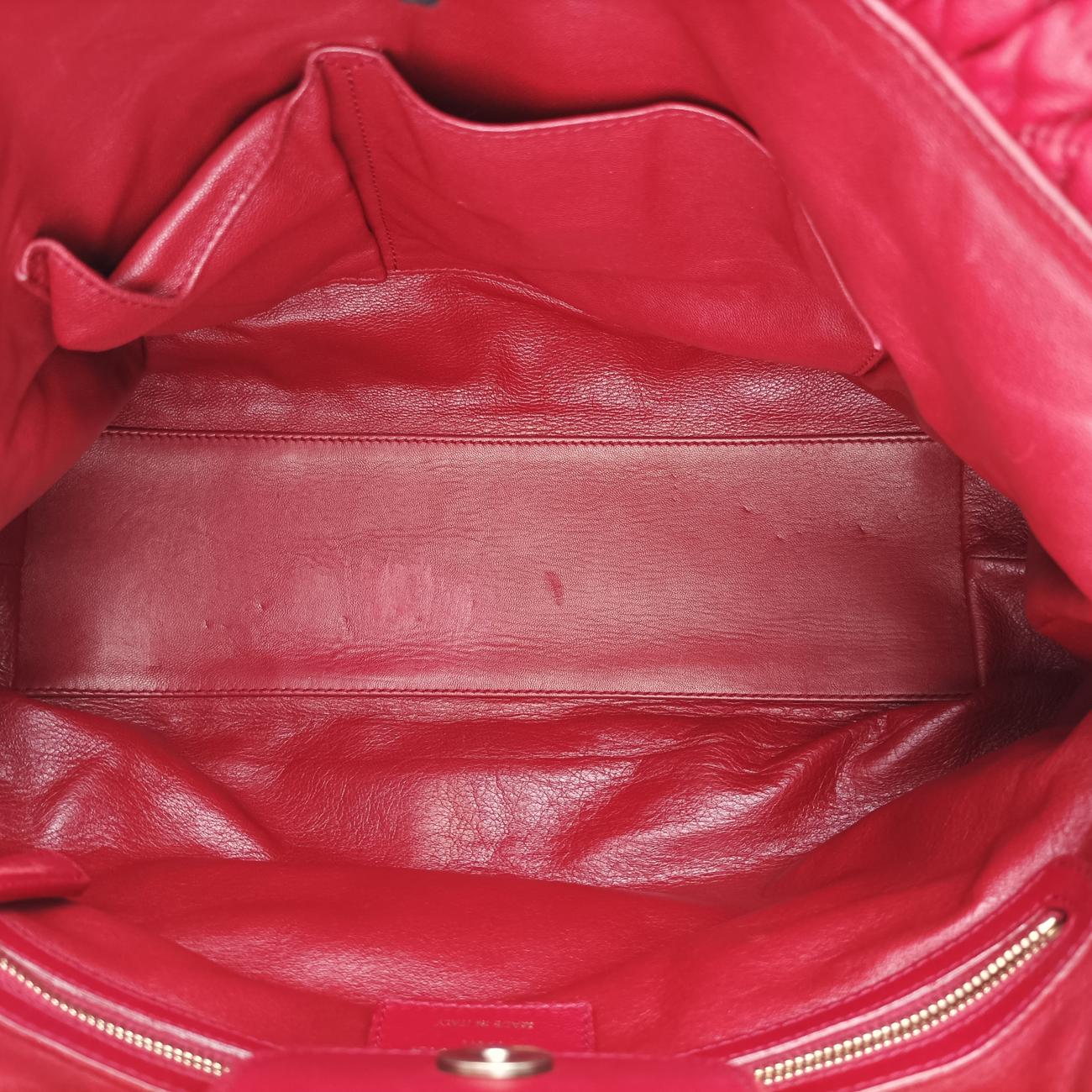 Pre-owned Christian Dior Delices Gaufre Cannage Tote Red lambskin  shoulderbag | stylenewstar