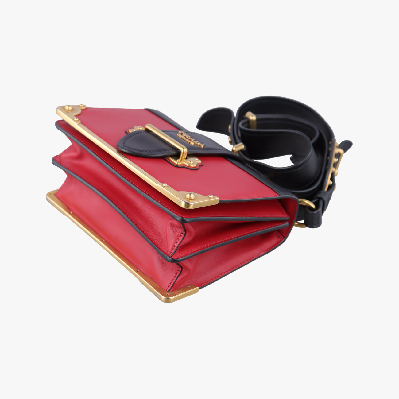 Vintage Prada Cahier Red x Black Leather 1BD045 shoulderbag | stylenewstar