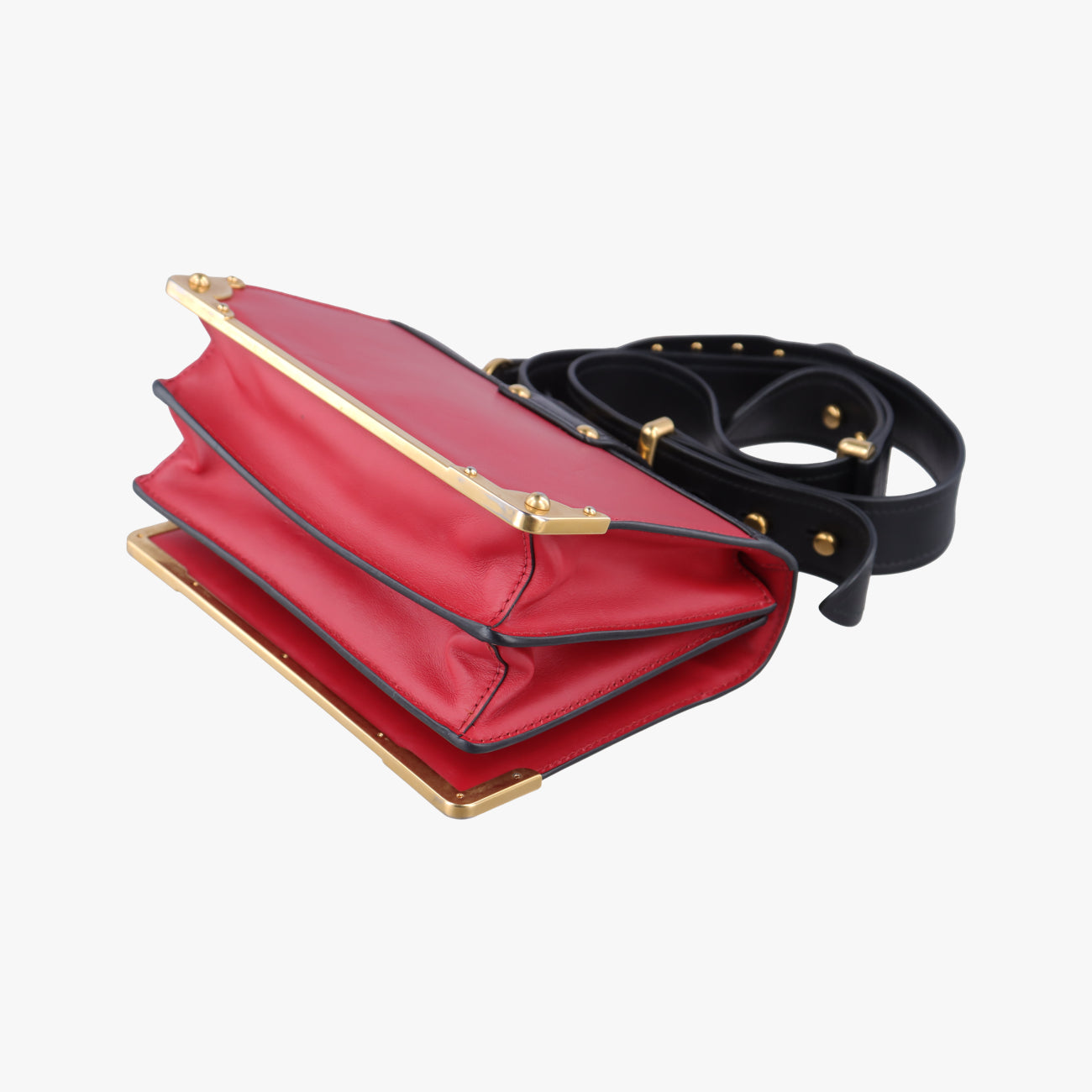 Vintage Prada Cahier Red x Black Leather 1BD045 shoulderbag | stylenewstar