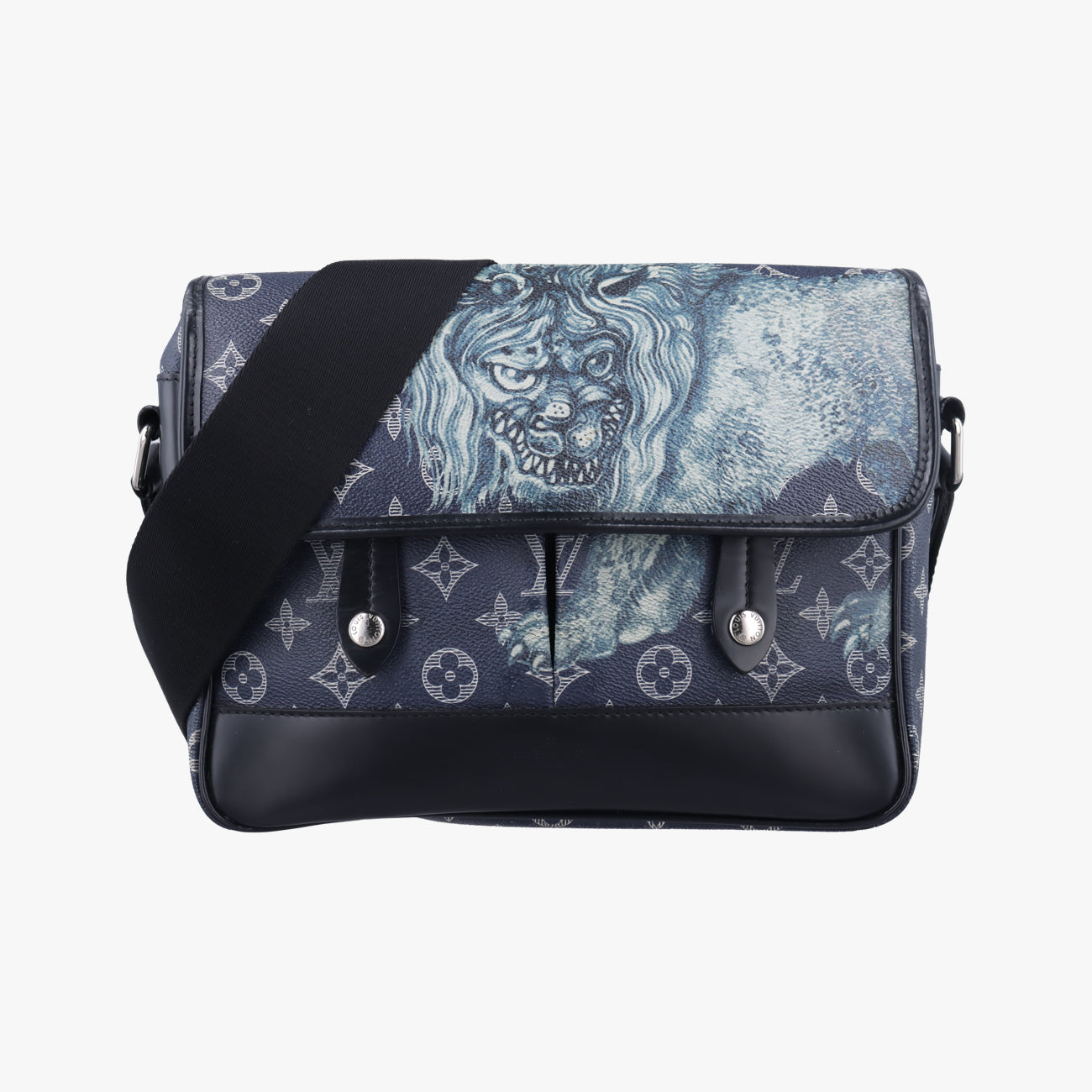 Vintage Louis Vuitton Messenger PM Navy x White Monogram Savane M54248 shoulderbag | stylenewstar