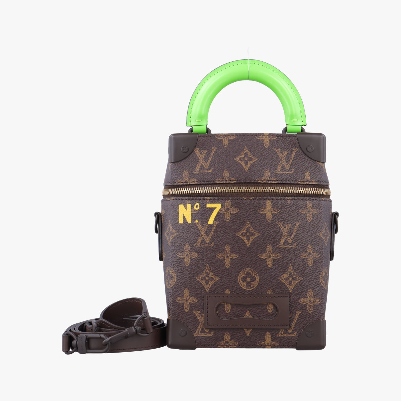 VERTICAL BOX TRUNK brown×green Monogram Canvas×calf leather ICチップ