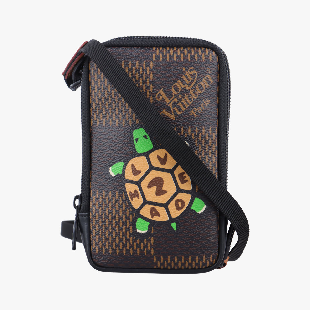 Pre-owned Louis Vuitton NIGO collaboration Double phone pouch EBENE Damier Giant N40377 shoulderbag | stylenewstar