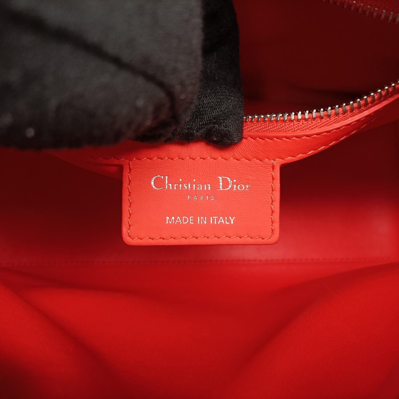 Pre-owned Christian Dior Lady Dior orange lambskin  shoulderbag | stylenewstar