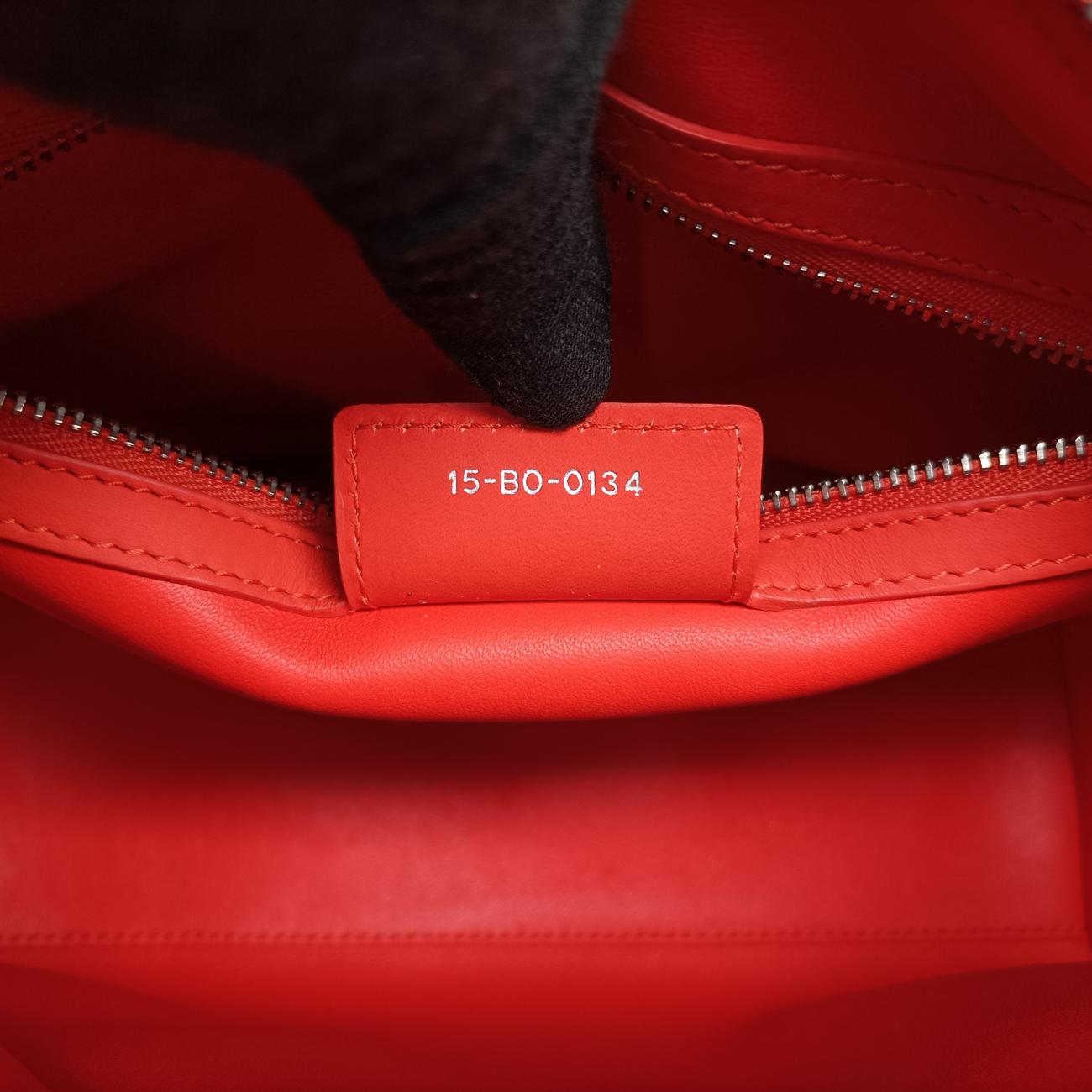 Pre-owned Christian Dior Lady Dior orange lambskin  shoulderbag | stylenewstar