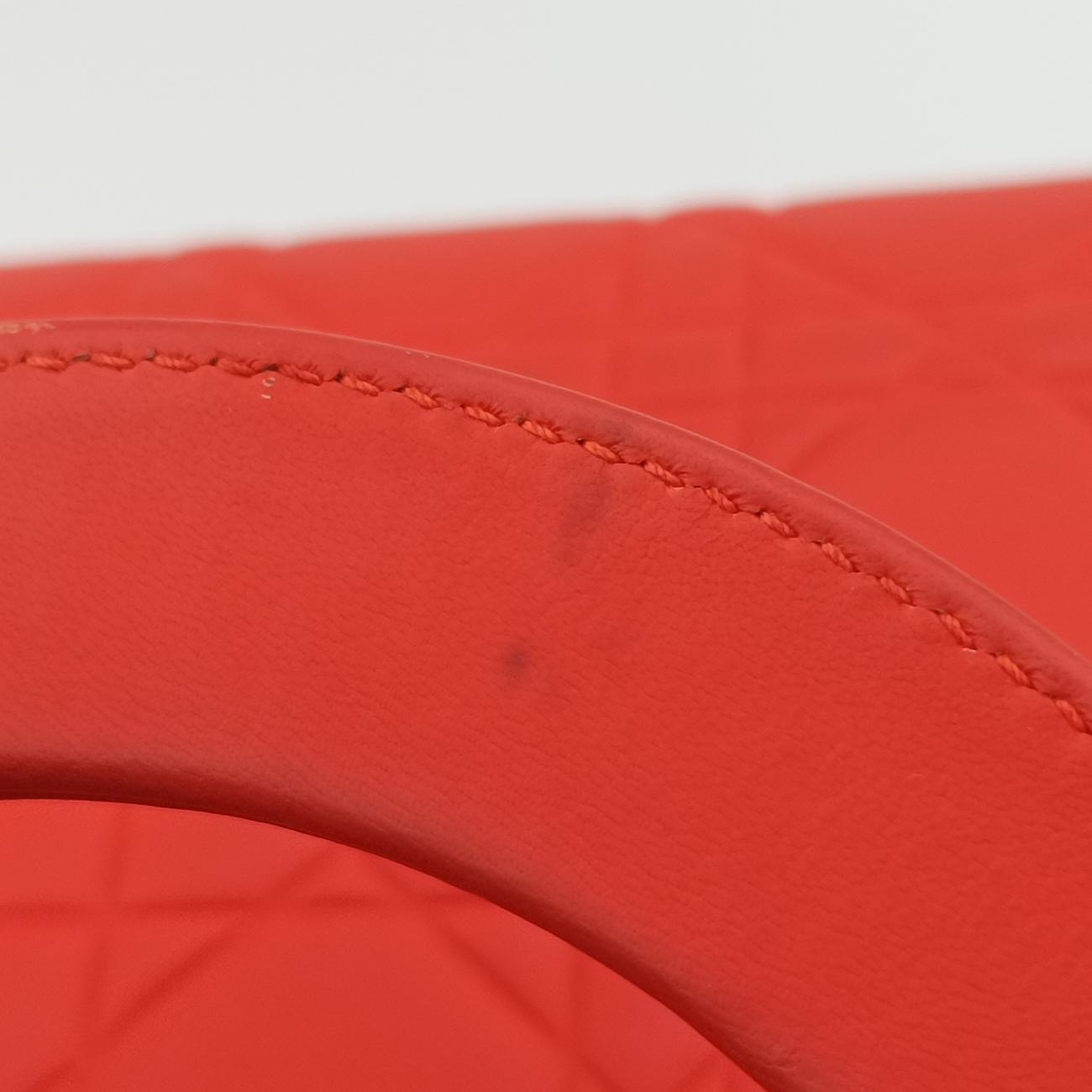 Pre-owned Christian Dior Lady Dior orange lambskin  shoulderbag | stylenewstar