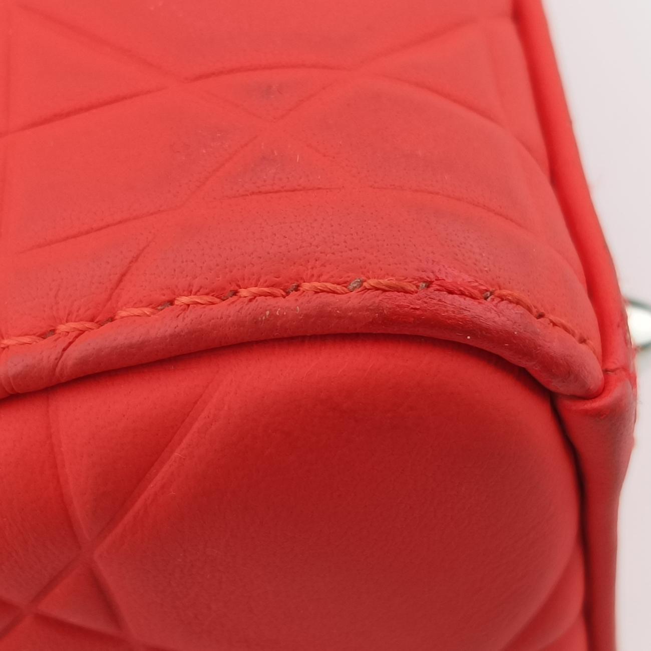 Pre-owned Christian Dior Lady Dior orange lambskin  shoulderbag | stylenewstar