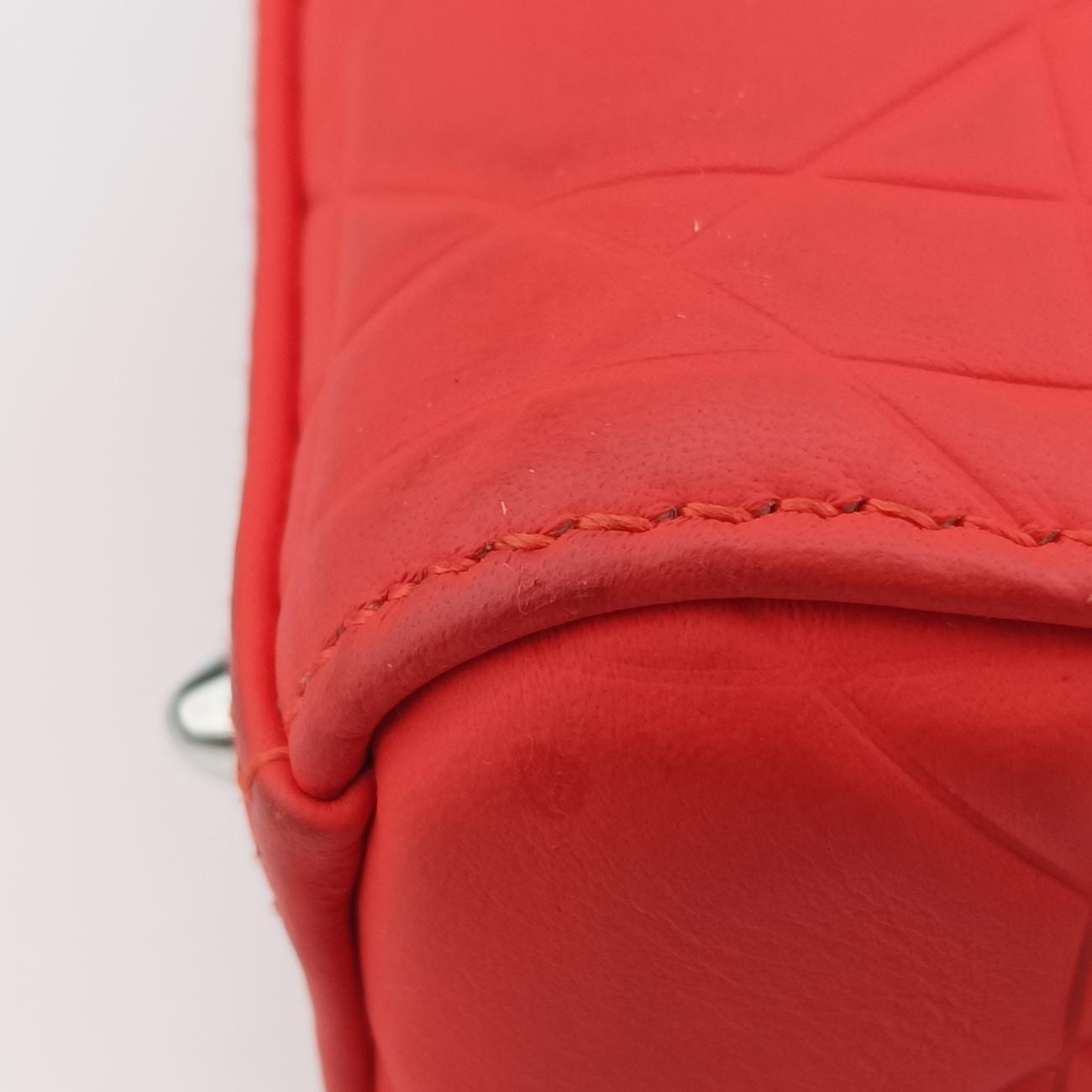 Pre-owned Christian Dior Lady Dior orange lambskin  shoulderbag | stylenewstar