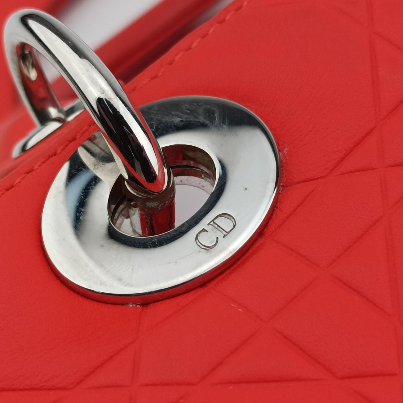 Pre-owned Christian Dior Lady Dior orange lambskin  shoulderbag | stylenewstar