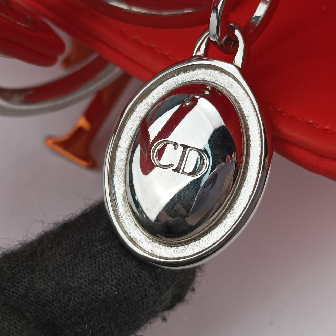 Pre-owned Christian Dior Lady Dior orange lambskin  shoulderbag | stylenewstar