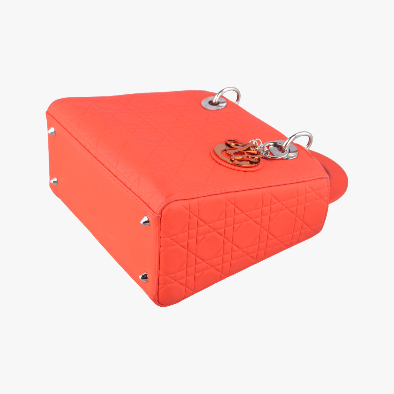 Pre-owned Christian Dior Lady Dior orange lambskin  shoulderbag | stylenewstar