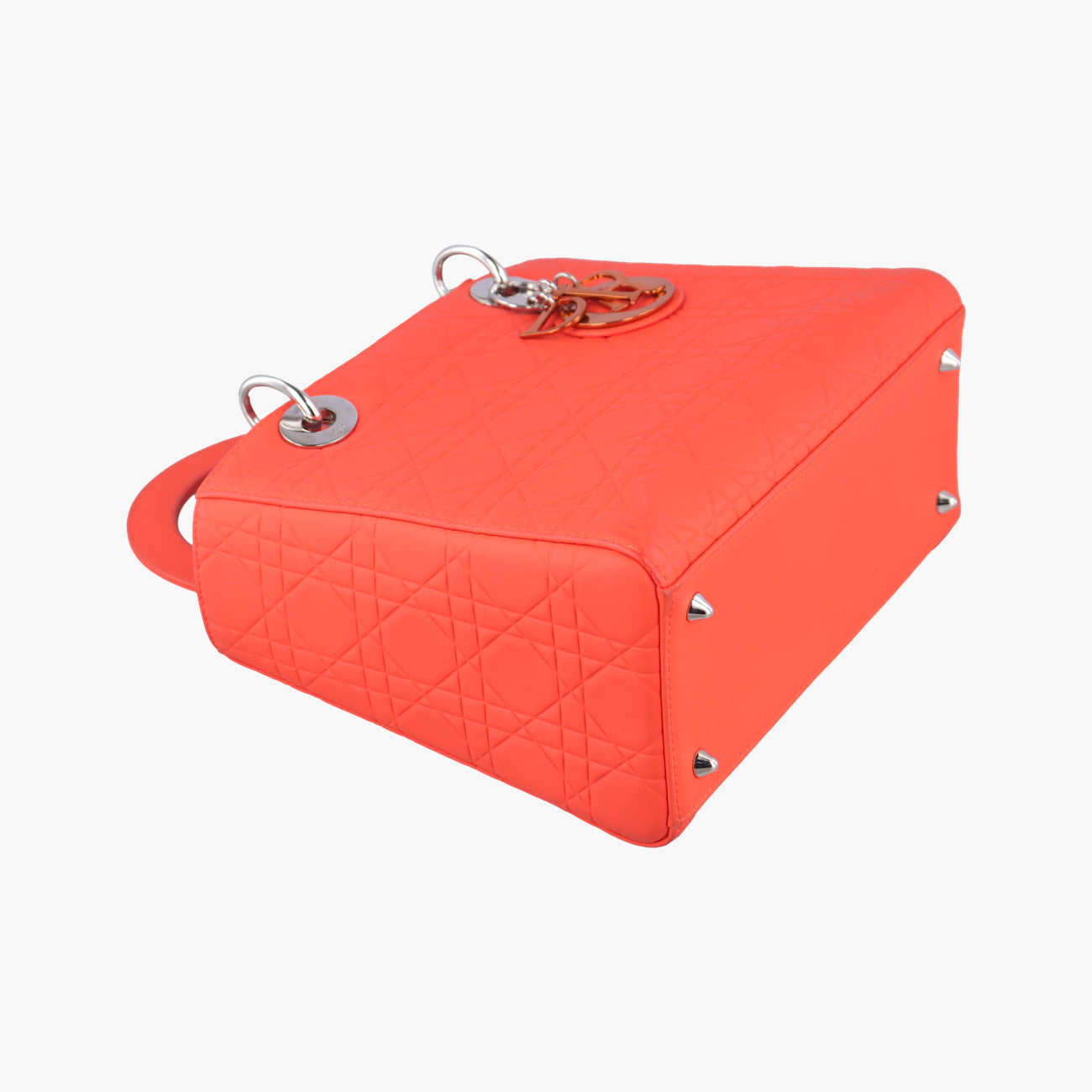 Pre-owned Christian Dior Lady Dior orange lambskin  shoulderbag | stylenewstar