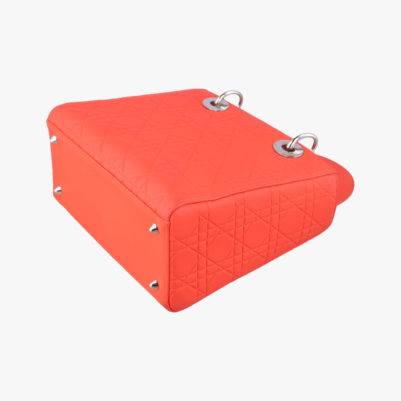 Pre-owned Christian Dior Lady Dior orange lambskin  shoulderbag | stylenewstar