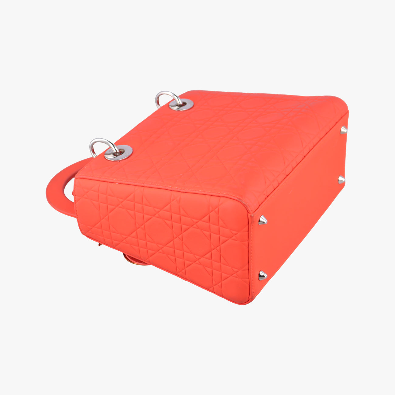 Pre-owned Christian Dior Lady Dior orange lambskin  shoulderbag | stylenewstar